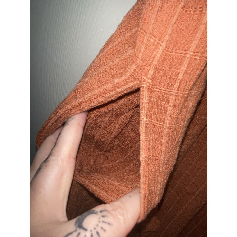 Roxy Rust Textured Wide Leg Jumpsuit Small Boho Viscose Cotton Linen Tank - Picture 6 of 11